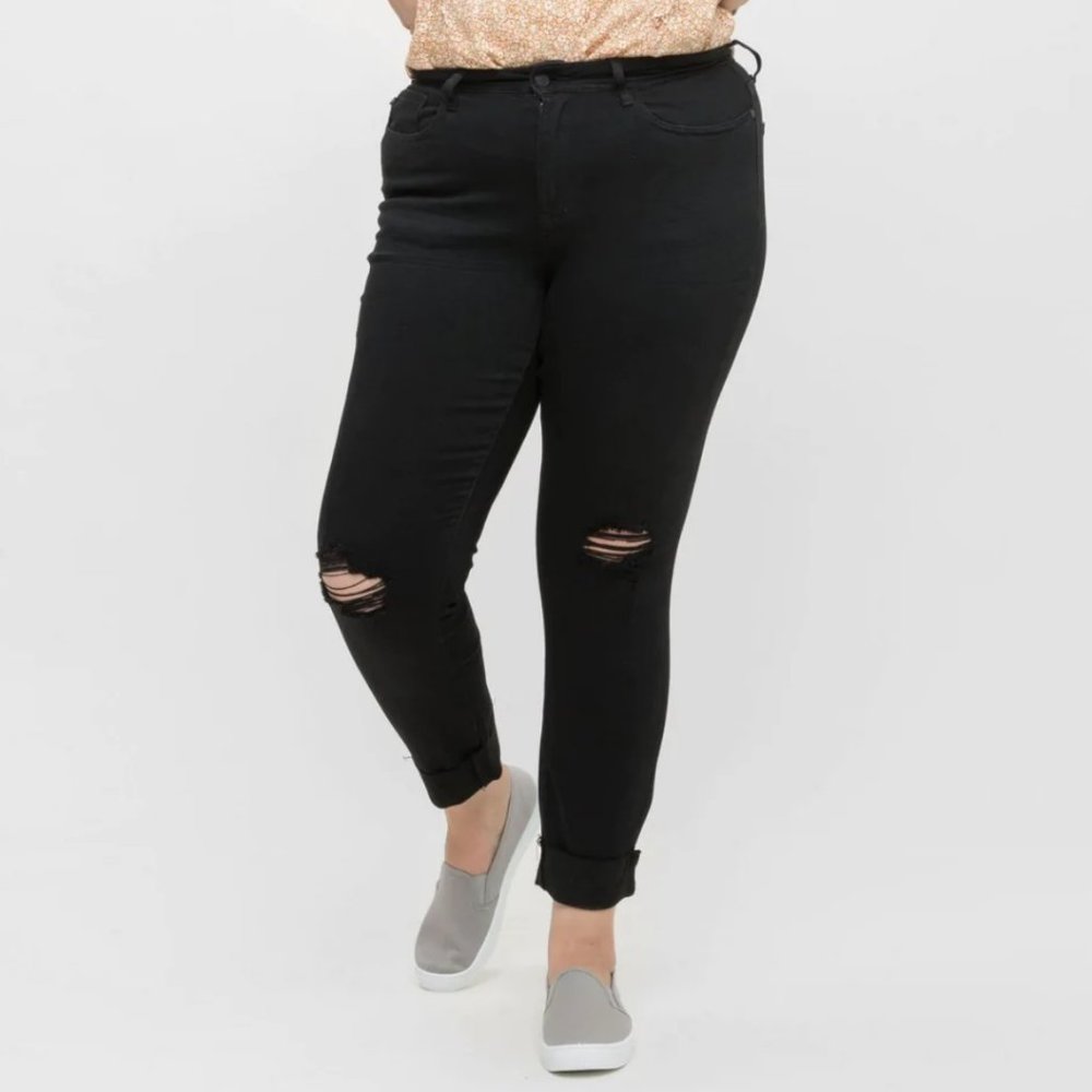 NWT Judy Blue Slim Fit High Rise Black Denim Jeans Size 26 - Picture 5 of 13